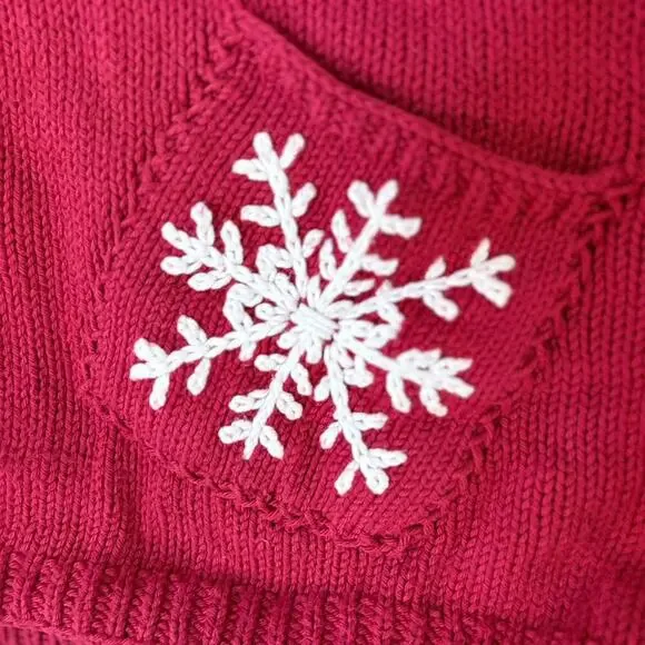 Ray Wear Christmas Sweater Cardigan Snowflake Hand Knit Women’s Sz M Cotton​ - Picture 4 of 12